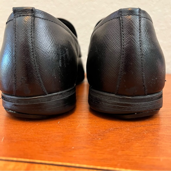 PRADA Black Saffiano Leather Loafers with Rubber Soles Size 9 (US10) - Picture 9 of 16